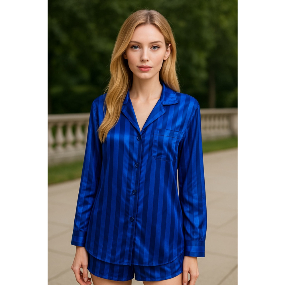 Victoria's Secret Blue Striped Pajama Top Women's Small